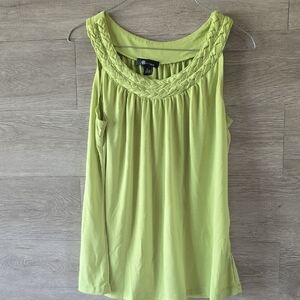 AB Studio Lime Braided Neck Tank Top